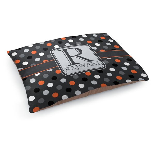 Custom Gray Dots Dog Bed - Medium w/ Name and Initial