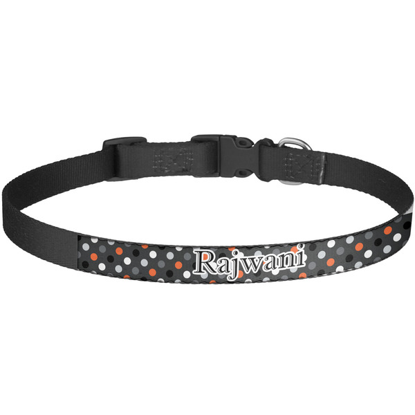 Custom Gray Dots Dog Collar - Large (Personalized)