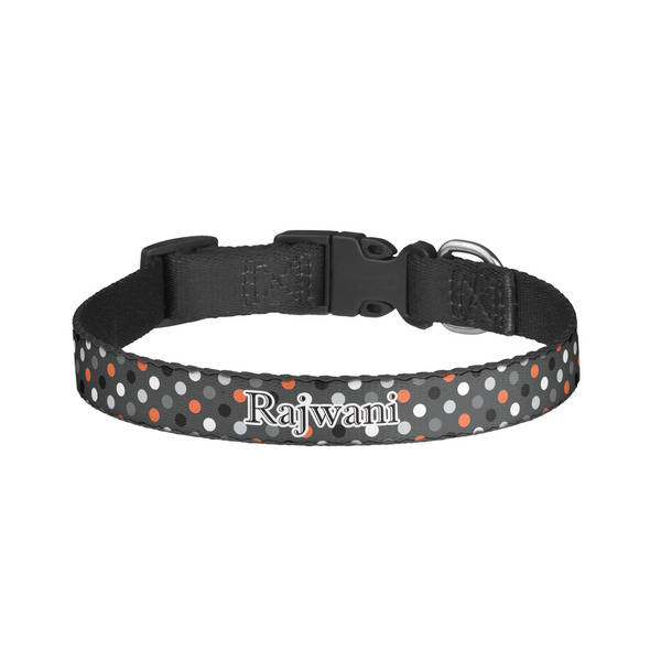 Custom Gray Dots Dog Collar - Large (Personalized)