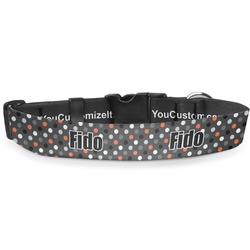 Gray Dots Deluxe Dog Collar - Large (13" to 21") (Personalized)