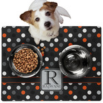 Gray Dots Dog Food Mat - Medium w/ Name and Initial