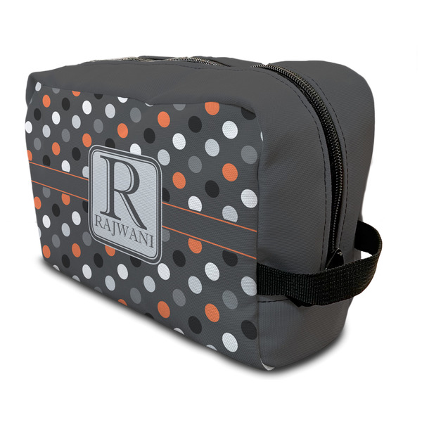 Custom Gray Dots Toiletry Bag / Dopp Kit (Personalized)