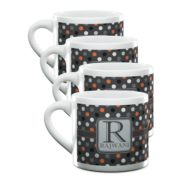 Custom Gray Dots Double Shot Espresso Cups - Set of 4 (Personalized)