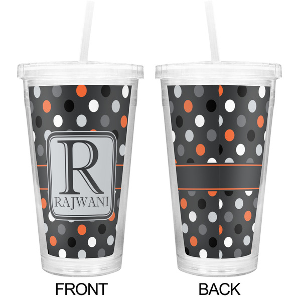 Gray Dots Double Wall Tumbler with Straw - Approval