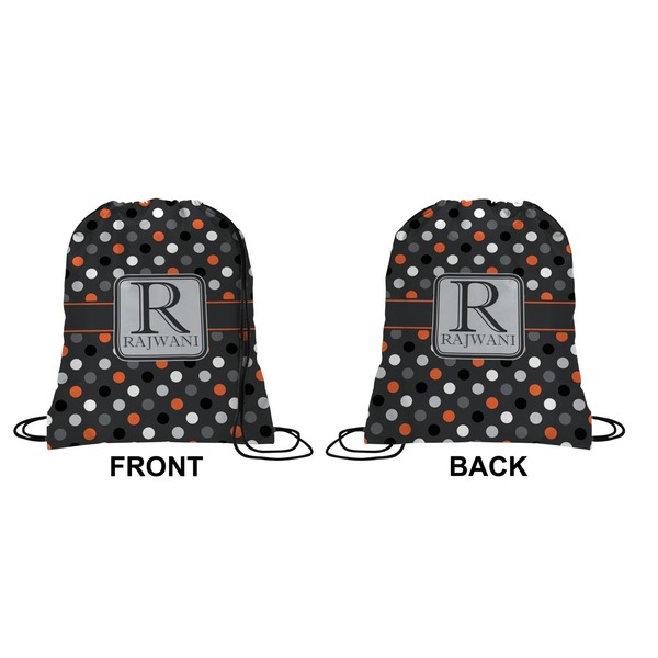 Gray Dots Drawstring Backpack Front & Back Small