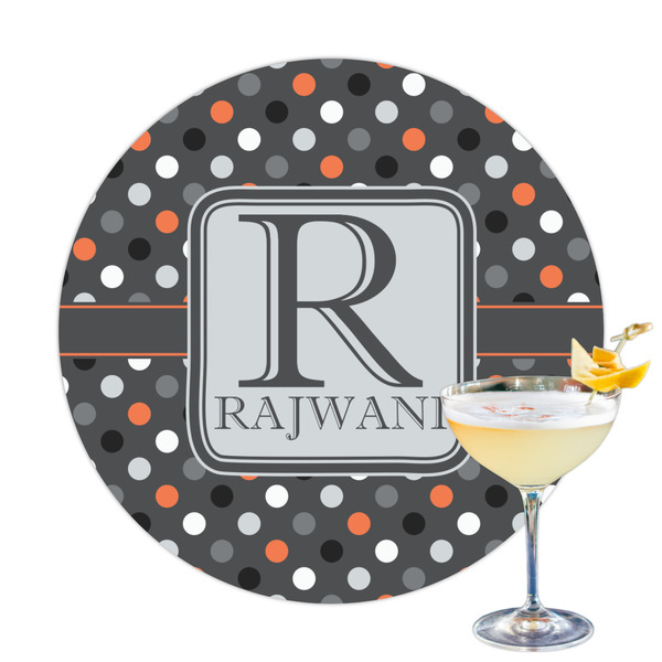 Custom Gray Dots Printed Drink Topper (Personalized)