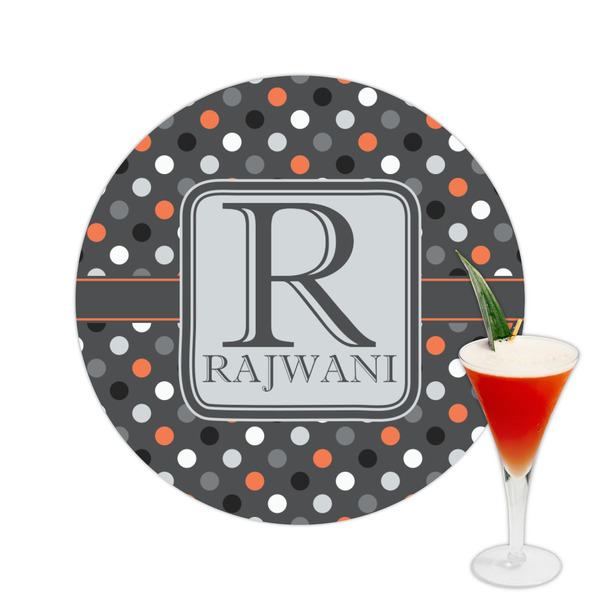 Custom Gray Dots Printed Drink Topper -  2.5" (Personalized)