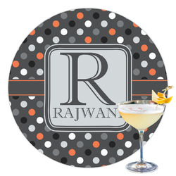 Gray Dots Printed Drink Topper - 3.5" (Personalized)