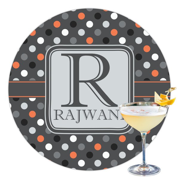 Custom Gray Dots Printed Drink Topper - 3.5" (Personalized)