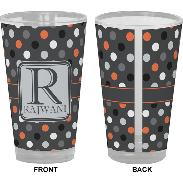 Gray Dots Pint Glass - Full Color - Front & Back Views