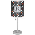 Gray Dots 7" Drum Lamp with Shade (Personalized)