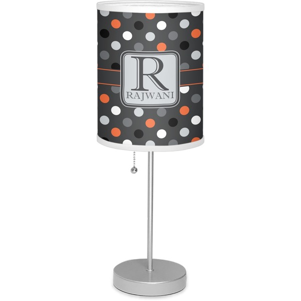 Custom Gray Dots 7" Drum Lamp with Shade Linen (Personalized)
