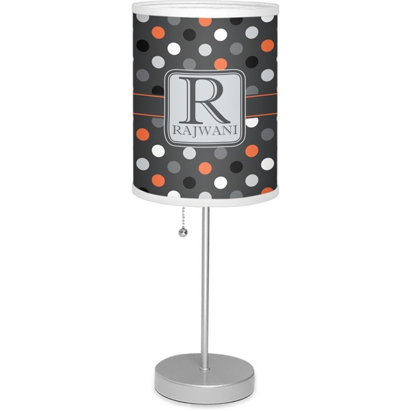 Custom Gray Dots Lamp with Drum Shade (Personalized)