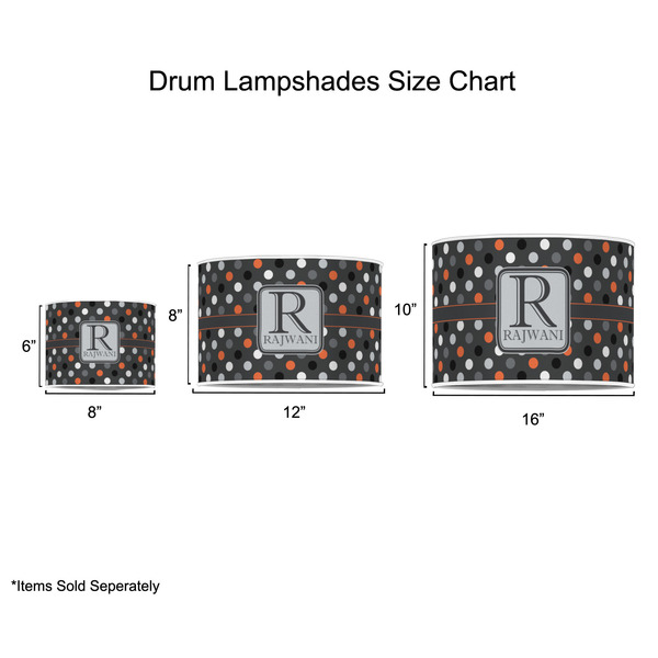 Gray Dots Drum Lampshades - Sizing Chart