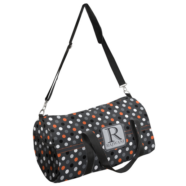 Custom Gray Dots Duffel Bag - Large (Personalized)