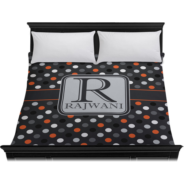 Gray Dots Duvet Cover - King - On Bed - No Prop