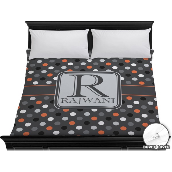 Custom Gray Dots Duvet Cover - King (Personalized)