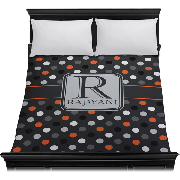 Gray Dots Duvet Cover - Queen - On Bed - No Prop