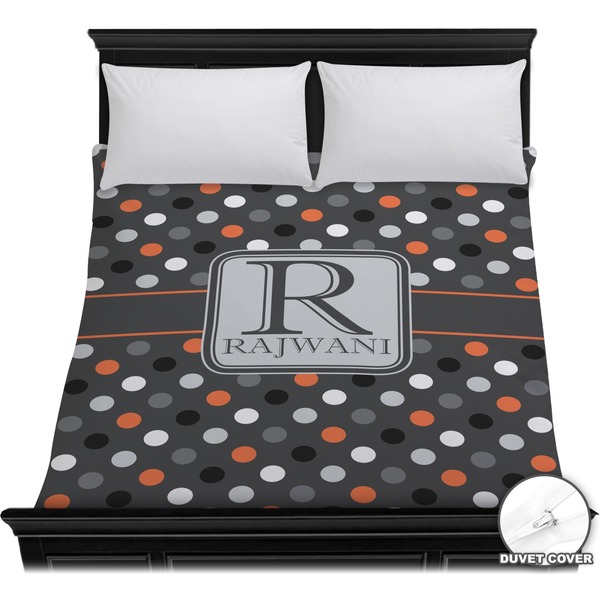 Custom Gray Dots Duvet Cover - Full / Queen (Personalized)