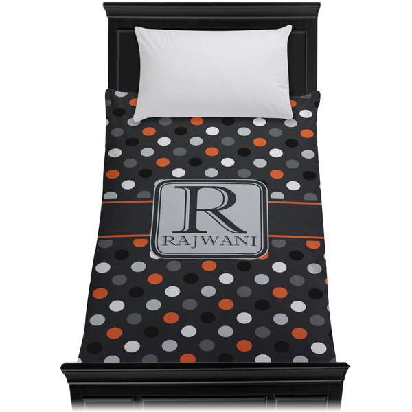 Gray Dots Duvet Cover - Twin - On Bed - No Prop