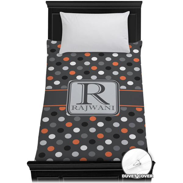 Custom Gray Dots Duvet Cover - Twin XL (Personalized)