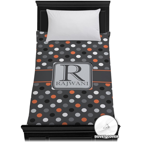 Custom Gray Dots Duvet Cover - Twin (Personalized)