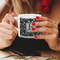 Gray Dots Espresso Cup - 6oz (Double Shot) LIFESTYLE (Woman hands cropped)