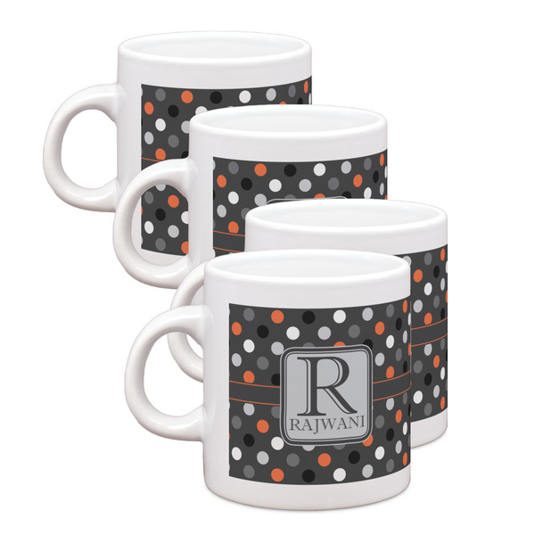 Custom Gray Dots Single Shot Espresso Cups - Set of 4 (Personalized)