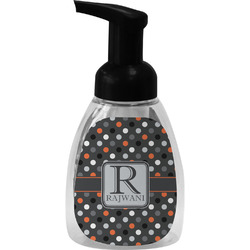 Gray Dots Foam Soap Bottle - Black (Personalized)