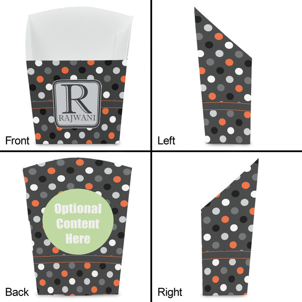 Gray Dots French Fry Favor Box - Front & Back View