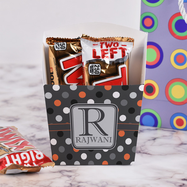 Gray Dots French Fry Favor Box - w/ Treats View