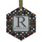 Gray Dots Flat Glass Ornament - Hexagon w/ Name and Initial