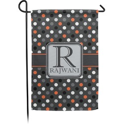 Gray Dots Small Garden Flag - Double Sided w/ Name and Initial