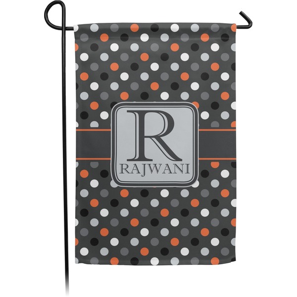 Custom Gray Dots Small Garden Flag - Double Sided w/ Name and Initial