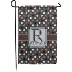 Gray Dots Small Garden Flag - Single Sided w/ Name and Initial