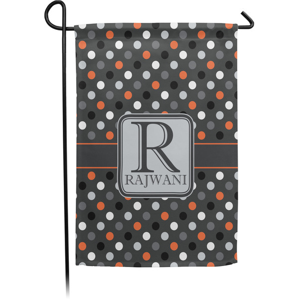 Custom Gray Dots Small Garden Flag - Single Sided w/ Name and Initial