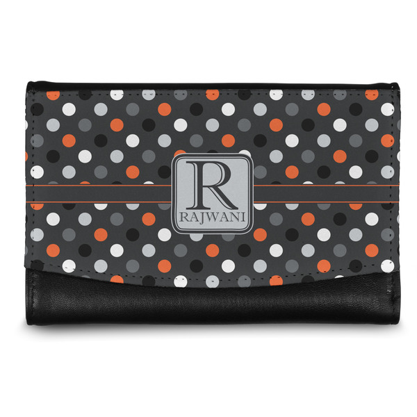 Custom Gray Dots Genuine Leather Women's Wallet - Small (Personalized)
