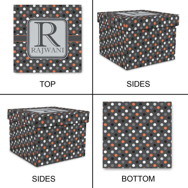 Gray Dots Gift Boxes with Lid - Canvas Wrapped - Large - Approval