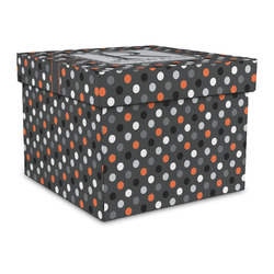 Gray Dots Gift Box with Lid - Canvas Wrapped - Large (Personalized)