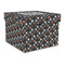 Gray Dots Gift Box with Lid - Canvas Wrapped - Large (Personalized)