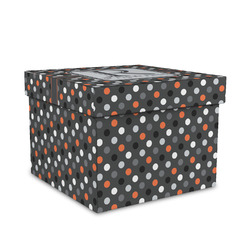 Gray Dots Gift Box with Lid - Canvas Wrapped - Medium (Personalized)