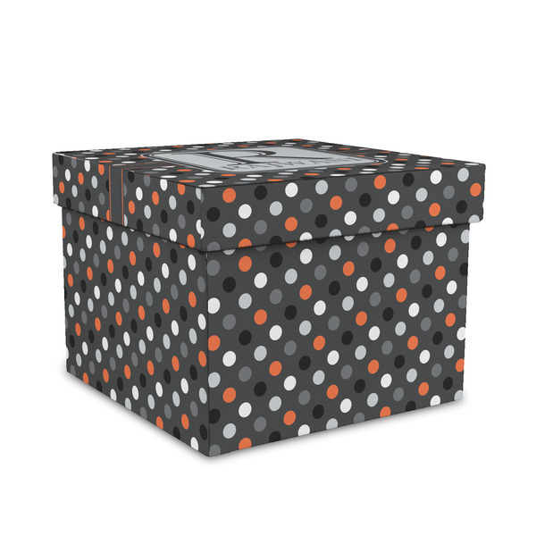 Custom Gray Dots Gift Box with Lid - Canvas Wrapped - Medium (Personalized)
