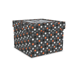 Gray Dots Gift Box with Lid - Canvas Wrapped - Small (Personalized)
