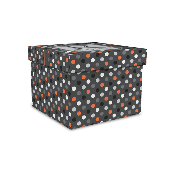 Custom Gray Dots Gift Box with Lid - Canvas Wrapped - Small (Personalized)