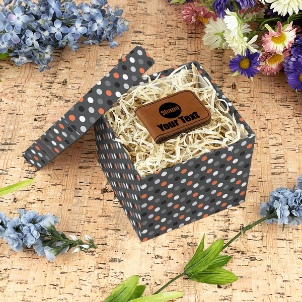 Gray Dots Gift Boxes with Lid - Canvas Wrapped - Small - In Context
