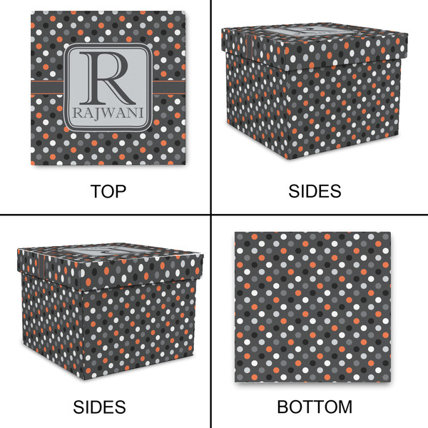 Gray Dots Gift Boxes with Lid - Canvas Wrapped - X-Large - Approval