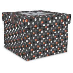Gray Dots Gift Box with Lid - Canvas Wrapped - X-Large (Personalized)