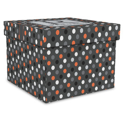 Gray Dots Gift Box with Lid - Canvas Wrapped - XX-Large (Personalized)