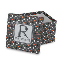 Gray Dots Gift Box with Lid - Canvas Wrapped (Personalized)