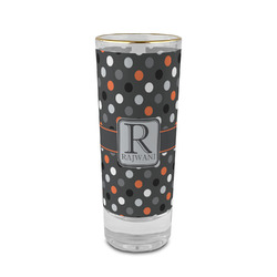 Gray Dots 2 oz Shot Glass -  Glass with Gold Rim - Single (Personalized)
